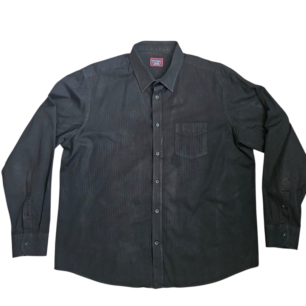 Untuckit Mens Long Sleeve Cotton Striped Black Button Down Sz XXL